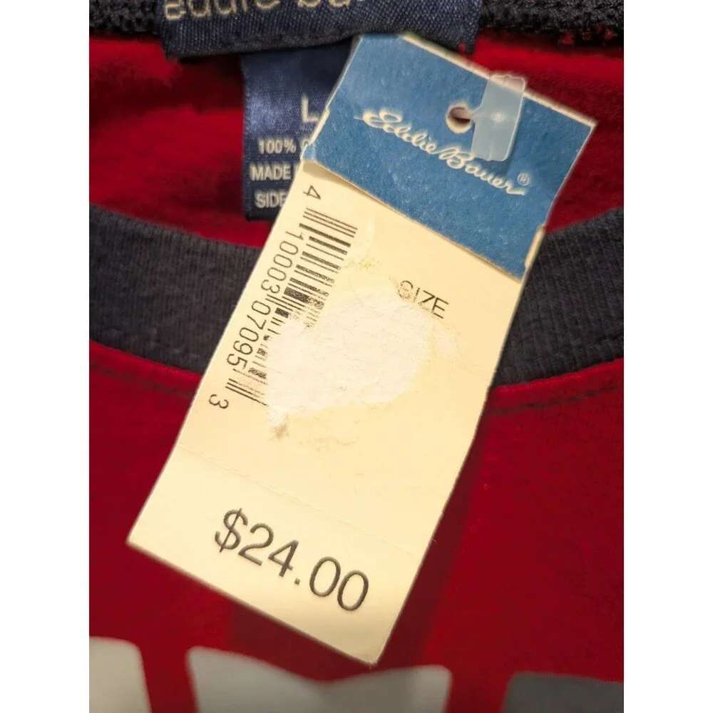 Deadstock Eddie Bauer Y2K Kids Snowboard Ski Long Sleeve Tee Red Navy L Vintage